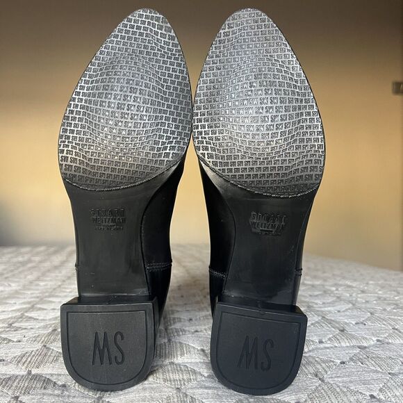 Stuart Weitzman Black Leather Flared Fashion Ankle Boots Elastic Shaft Women 6.5 - Picture 12 of 16